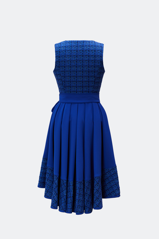 DESIGNERDIRNDL ALMUTH MIT TWEEDMIEDER IN MEERBLAU