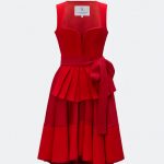 DESIGNERDIRNDL ALMUTH MIT TWEEDMIEDER IN RUBINROT