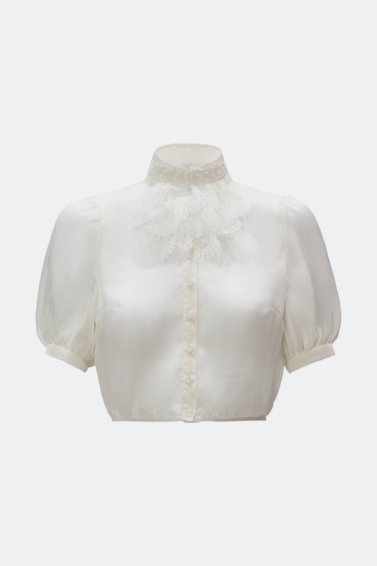 Widmann Set De Jabot Y Puños De Encaje Blanco Con Gema Negra - Accesorio Para Disfraces De Época, Vampiro O Carnaval - Perfecto Para Halloween Y Fiestas De Disfraces